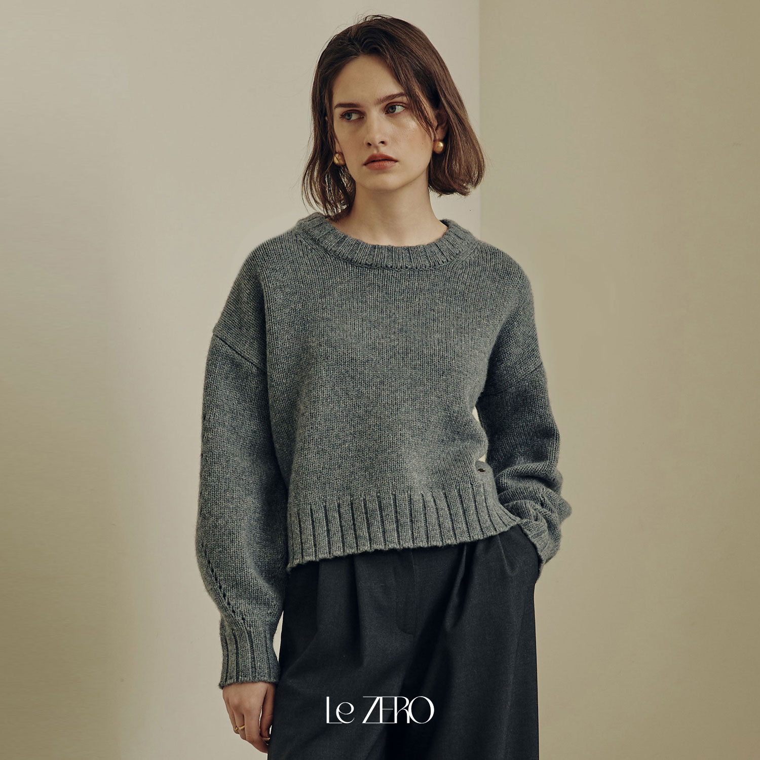 [11/7예약배송] [제로스트릿] [2컬러] 르제로 캐시미어 라운드넥 스웨터 LeZERO CASHMERE ROUND NECK SWEATER - 상세 이미지 2