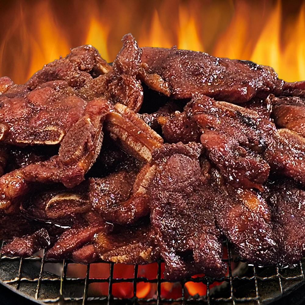 한식온도 직화 초벌 매운 맵단 돼지갈비 1kg 양념 갈비살 직화구이 - 상품 이미지