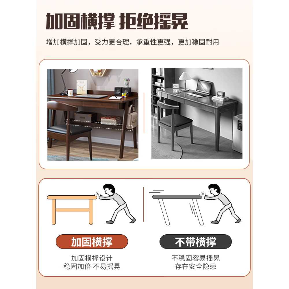 서랍형 원목 데스크 서재 공부용 내추럴 디자인 책상 업글)원목 100x60x75 - 상세 이미지 2