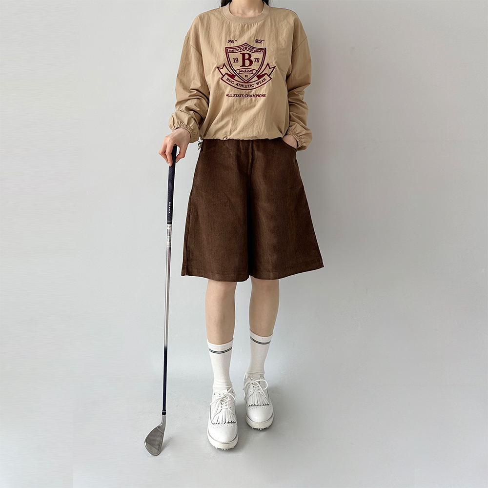 여성골덴반바지 코듀로이반바지 코듀로이팬츠 5부 밴딩 이미지 8