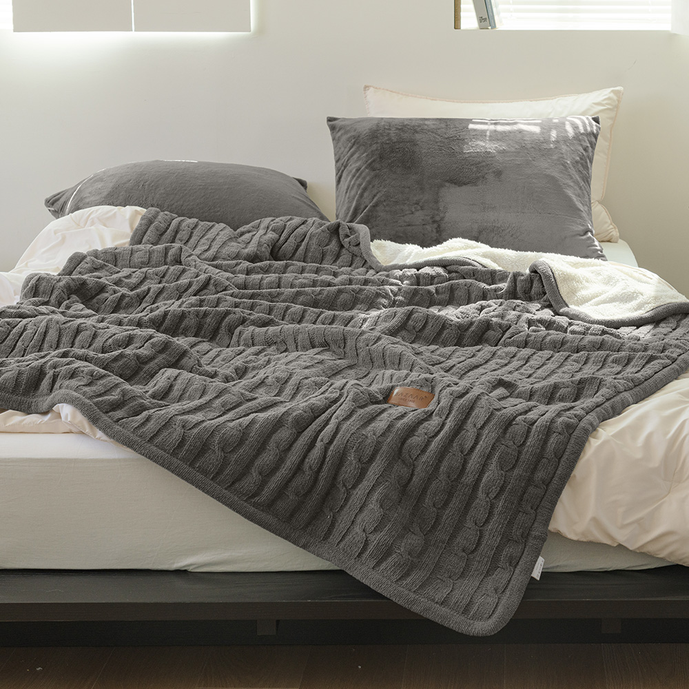 바자르 셔닐사 프리미엄 데일리 니트 양모 이불 극세사 대형 쇼파 담요 블랭킷