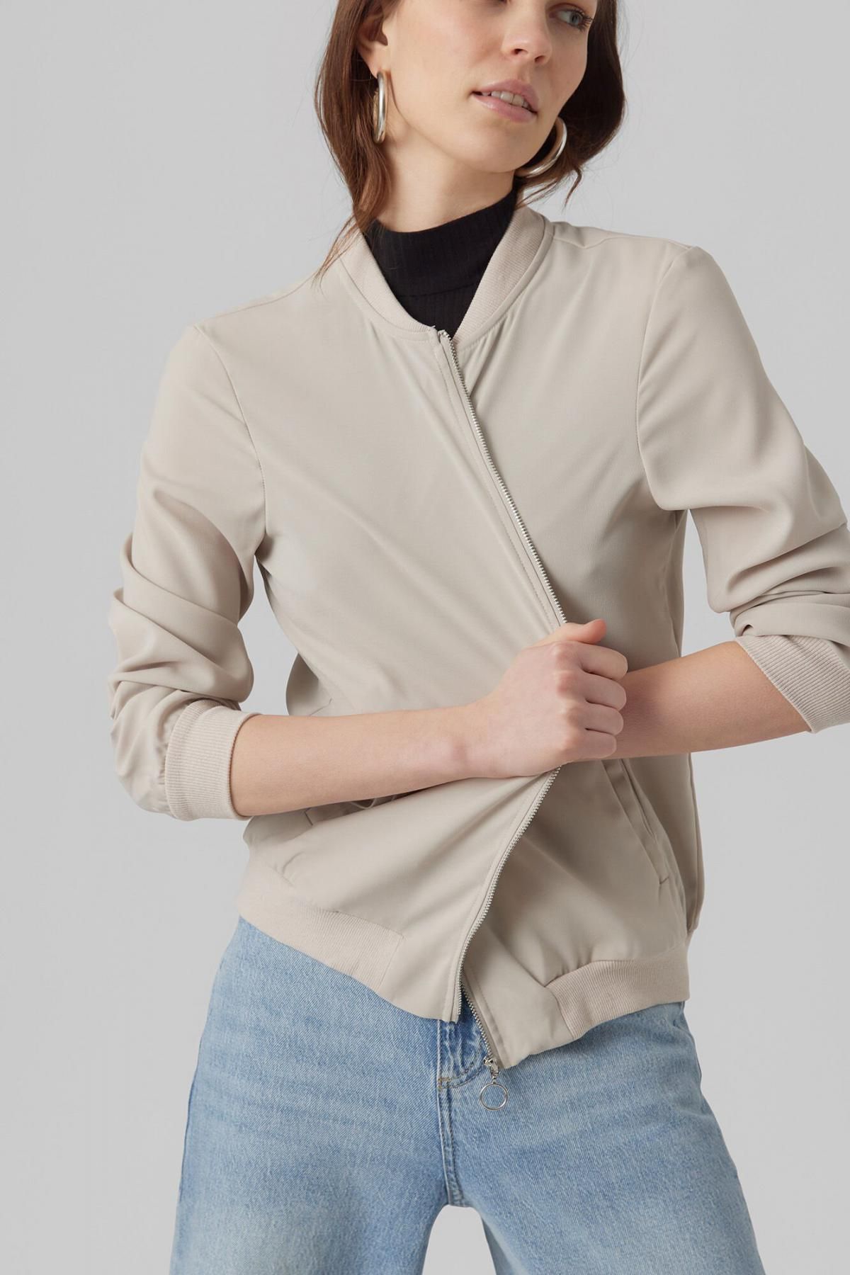 베로모다 베이직 라운드넥 테크니컬 봄버 재킷 7930175 BEIGE - 상세 이미지 3
