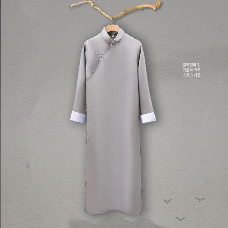 전통 남성 치파오 공연복 의상 중국복 쿵푸 연극 촬영 회색 160cm 40~50kg - 상세 이미지 3