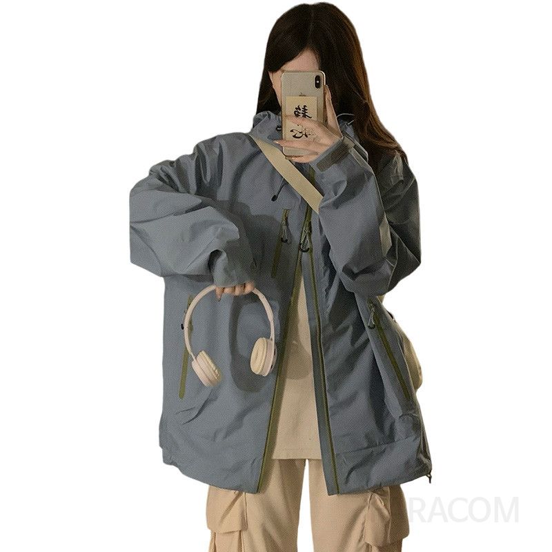 여성 빅사이즈 방수 아웃도어 바람막이 점퍼 캐주얼 데일리 아노락 자켓 봄 가을 - 상세 이미지 5