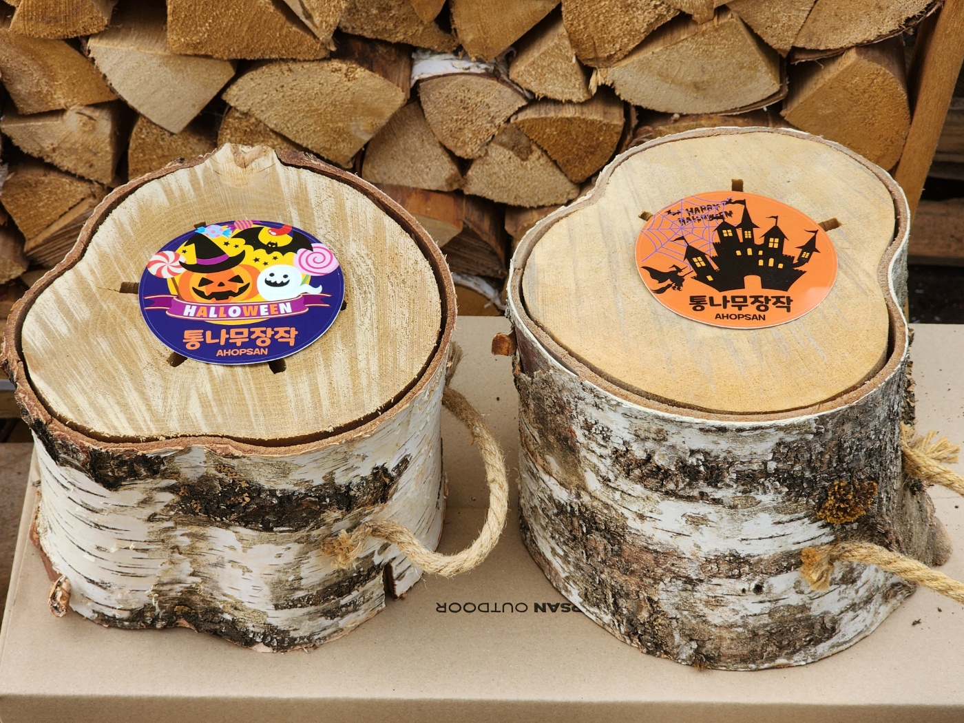 아홉산캠핑 착화제포함 자작나무 통나무장작 대형