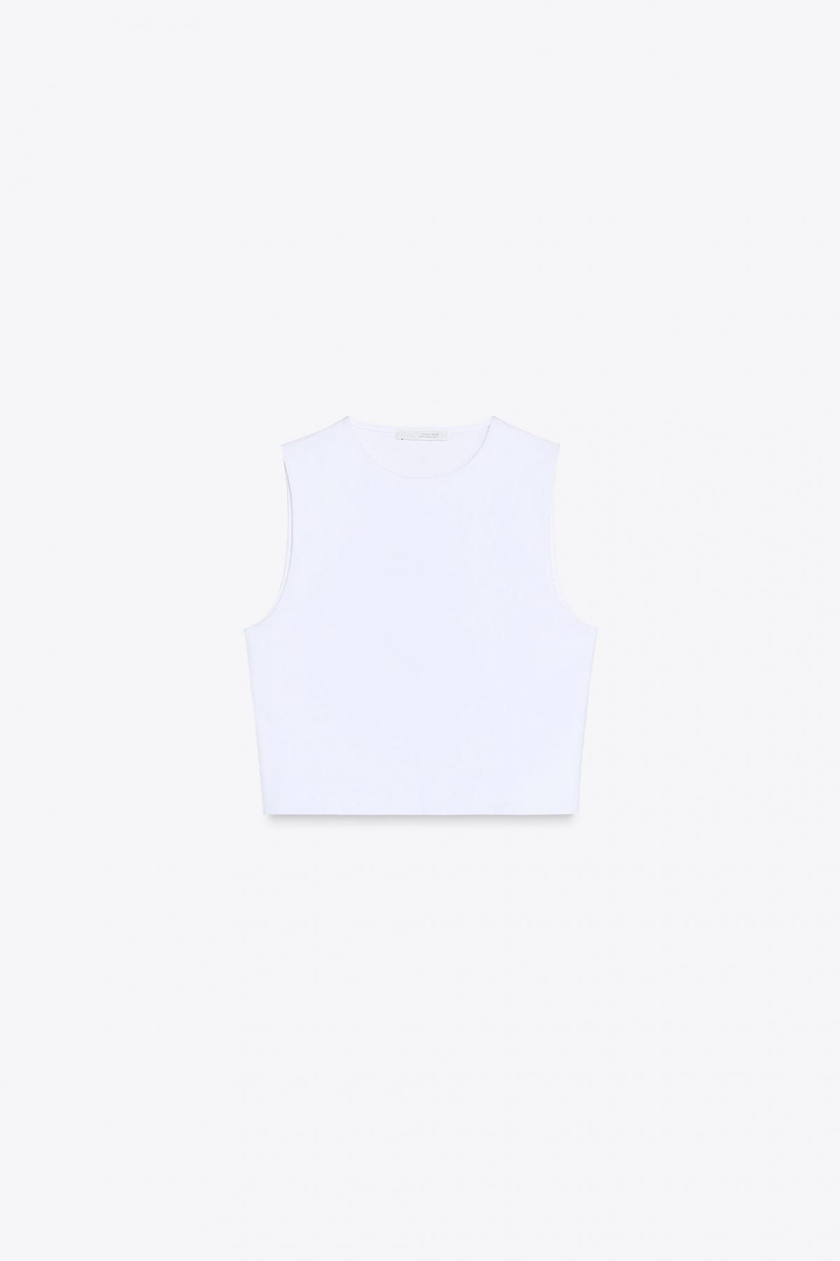 자라 코튼 크롭탑 2335/353 WHITE - 메인 이미지