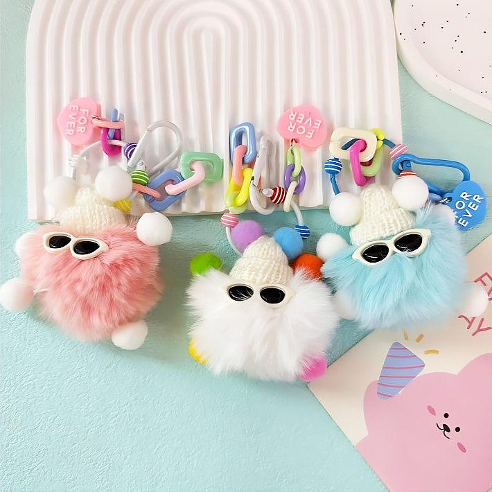 패션 폼폼이키링 폼폼 열쇠고리 파우치 털 먼지 가방 장식 자동차 키홀더