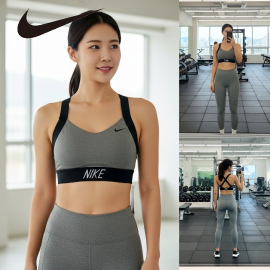 [라스트사이즈 세일] 나이키 드라이핏 인디 로고 백 요가 헬스 브라탑 AJ4280-091 S size only - 상품 이미지
