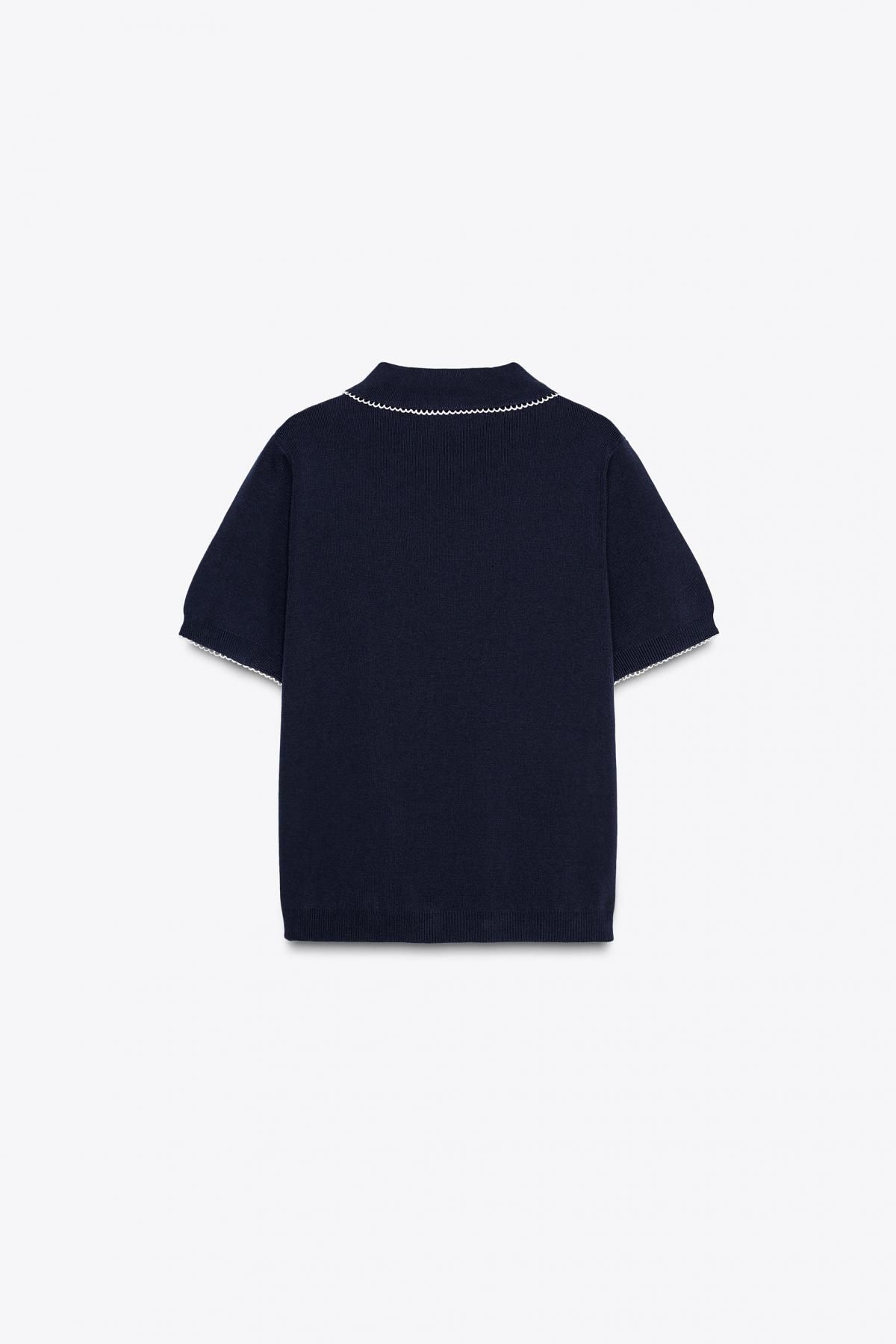 자라 파이핑 니트 탑 2142/040 NAVY BLUE - 상세 이미지 5