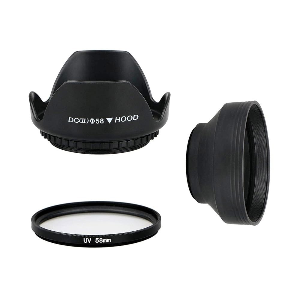 캐논 EOS 77D 80D 레벨 T8i T7i T6i XTi SL2 DSLR 카메라용 UV 필터 렌즈가 장착된 EEEKit 58mm 튤립 플라워 렌즈 후드 - 상품 이미지