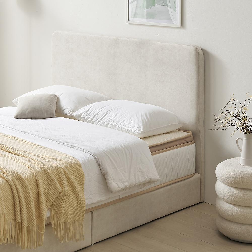 베이론 호텔식 좁은방 신혼 부부 패브릭 호텔 침대프레임 S(싱글), 소프트베이지