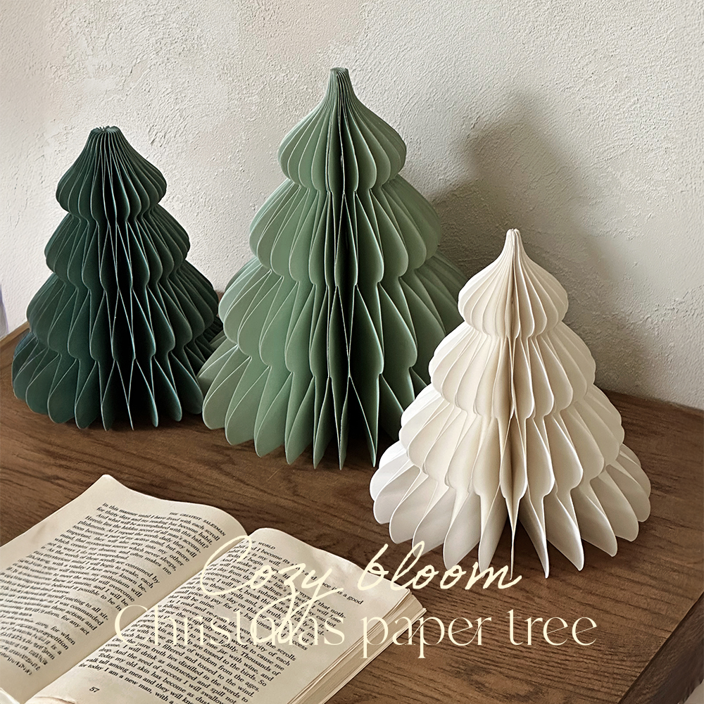 유월가게 크리스마스 코지 블룸 허니콤 종이 트리 1p 세이지 20cm