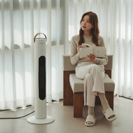 대우 넓은공간히팅 원적외선 그래핀 타워형온풍기 리모컨형/사무실 가정용히터 타워팬온풍기 거실난로