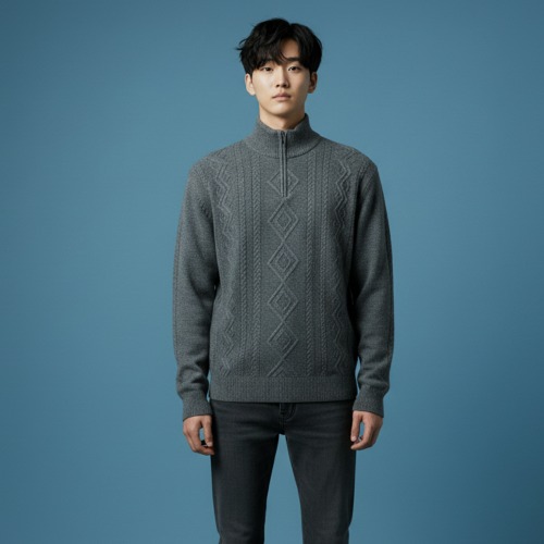 조이마담 MT50017 속기모 꽈배기다이아 반집업 티셔츠 중년남성의류 아빠옷 - 상품 이미지