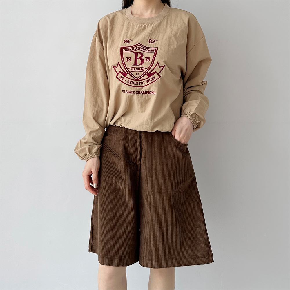 여성골덴반바지 코듀로이반바지 코듀로이팬츠 5부 밴딩 - 상품 이미지