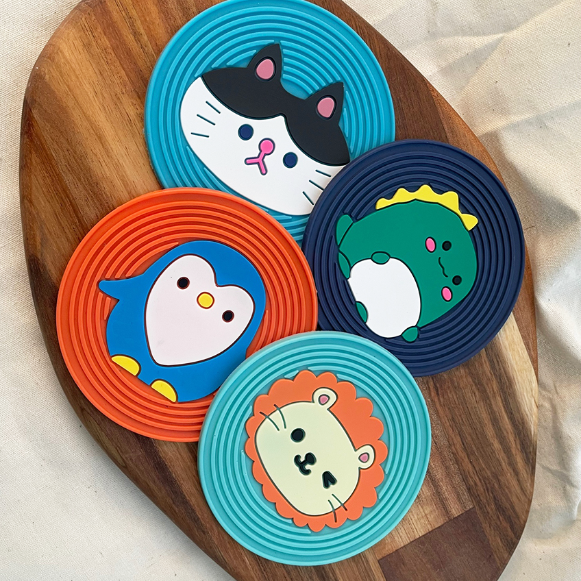 귀여운 동물 실리콘 티코스터 고양이 컵받침 깔개 찻잔 커피잔 음료 커피 받침대 1P 4P - 상세 이미지 5