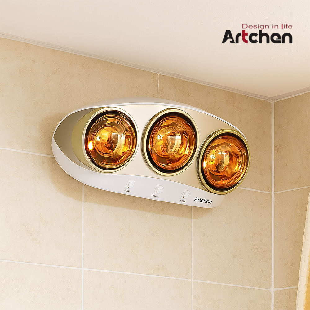 아트첸 3구 욕실용 히터 벽걸이형 순간난방 무소음 화장실 난방기 램프형 전기히터