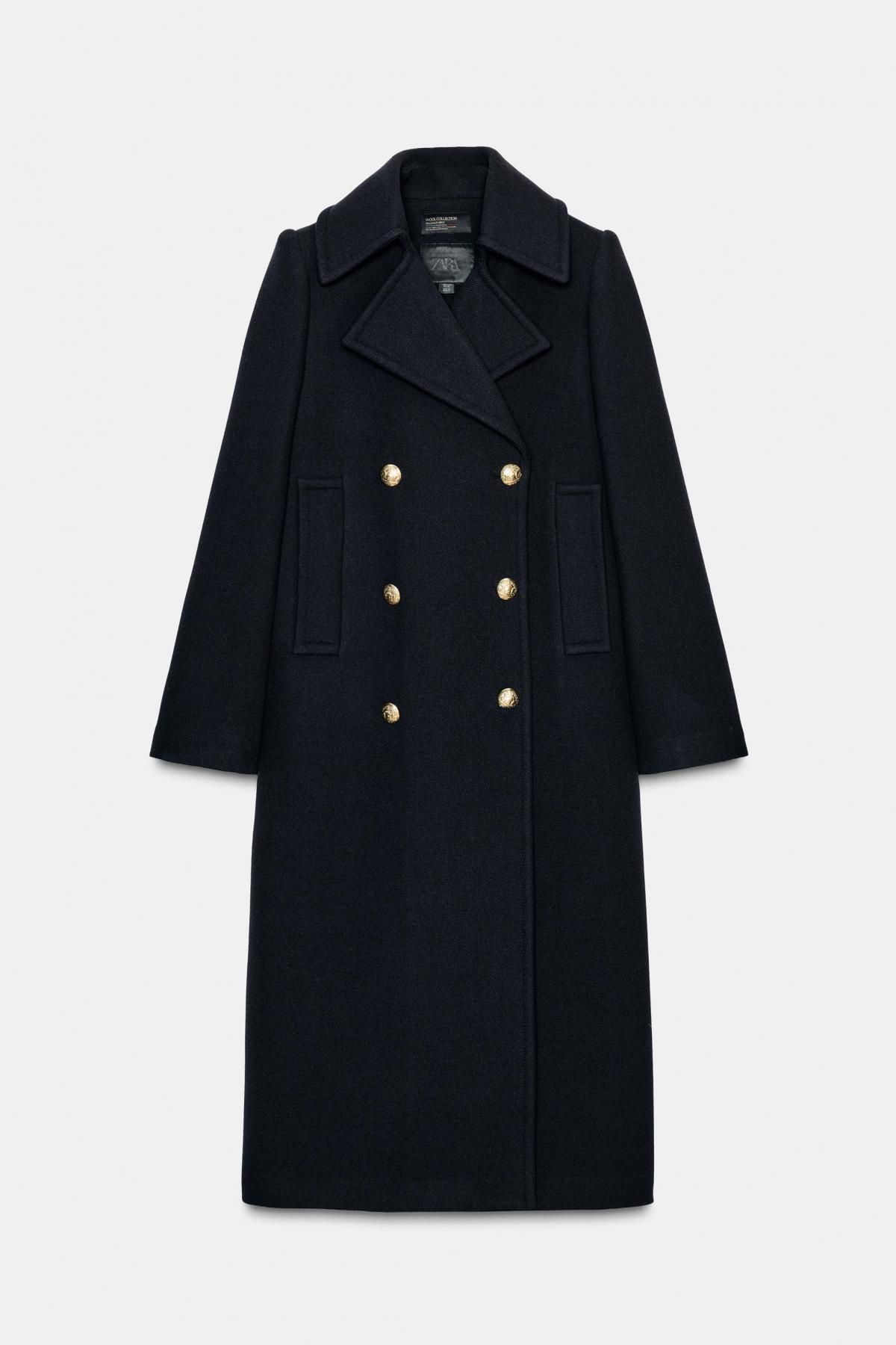 자라 클래식 더블브레스트 울블렌드 롱코트 8845/802 DARK NAVY - 메인 이미지