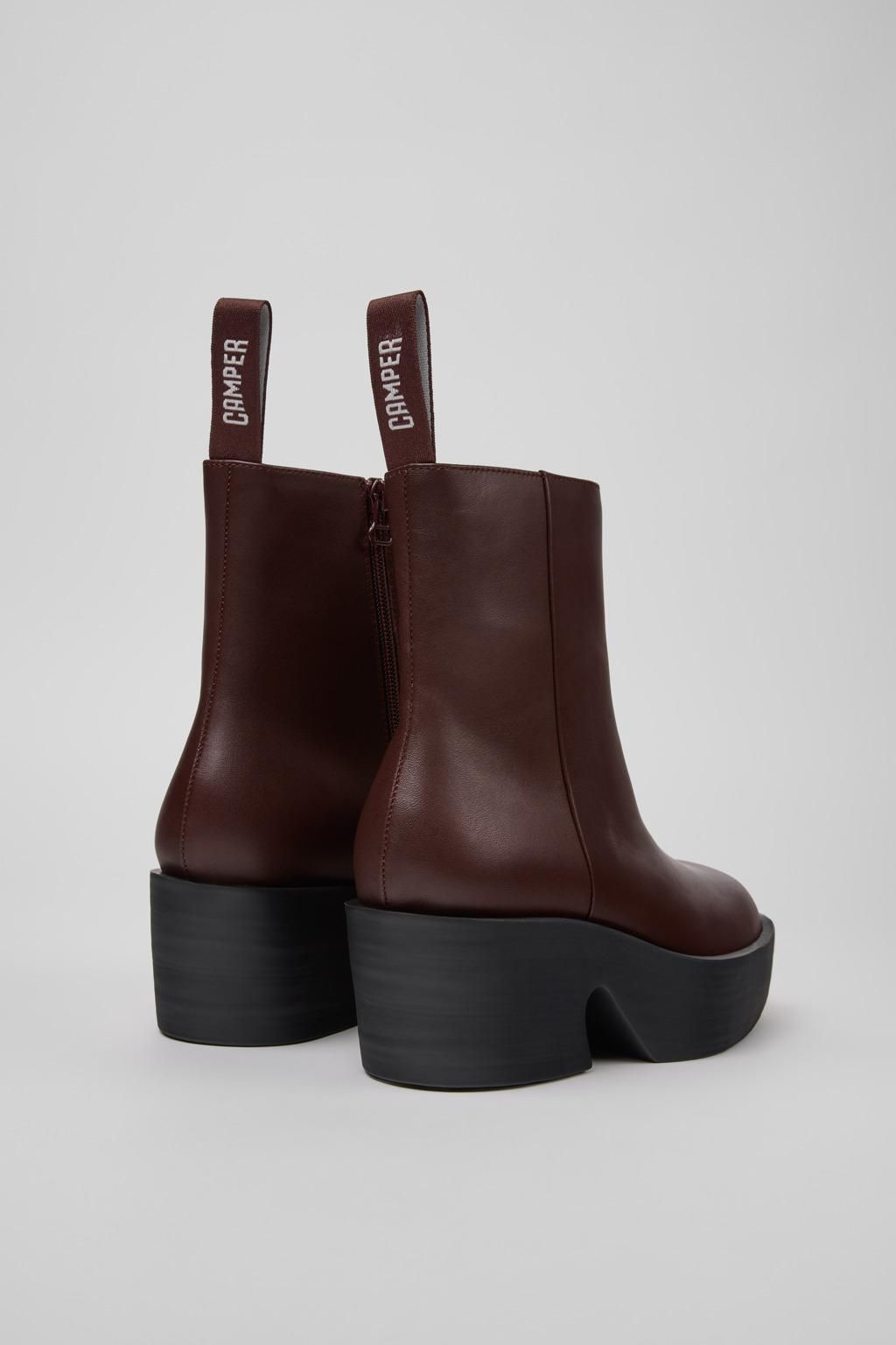 캠퍼 플랫폼 버건디 레더 미들부츠 여성 Billie K400754-007 BURGUNDY - 상세 이미지 3