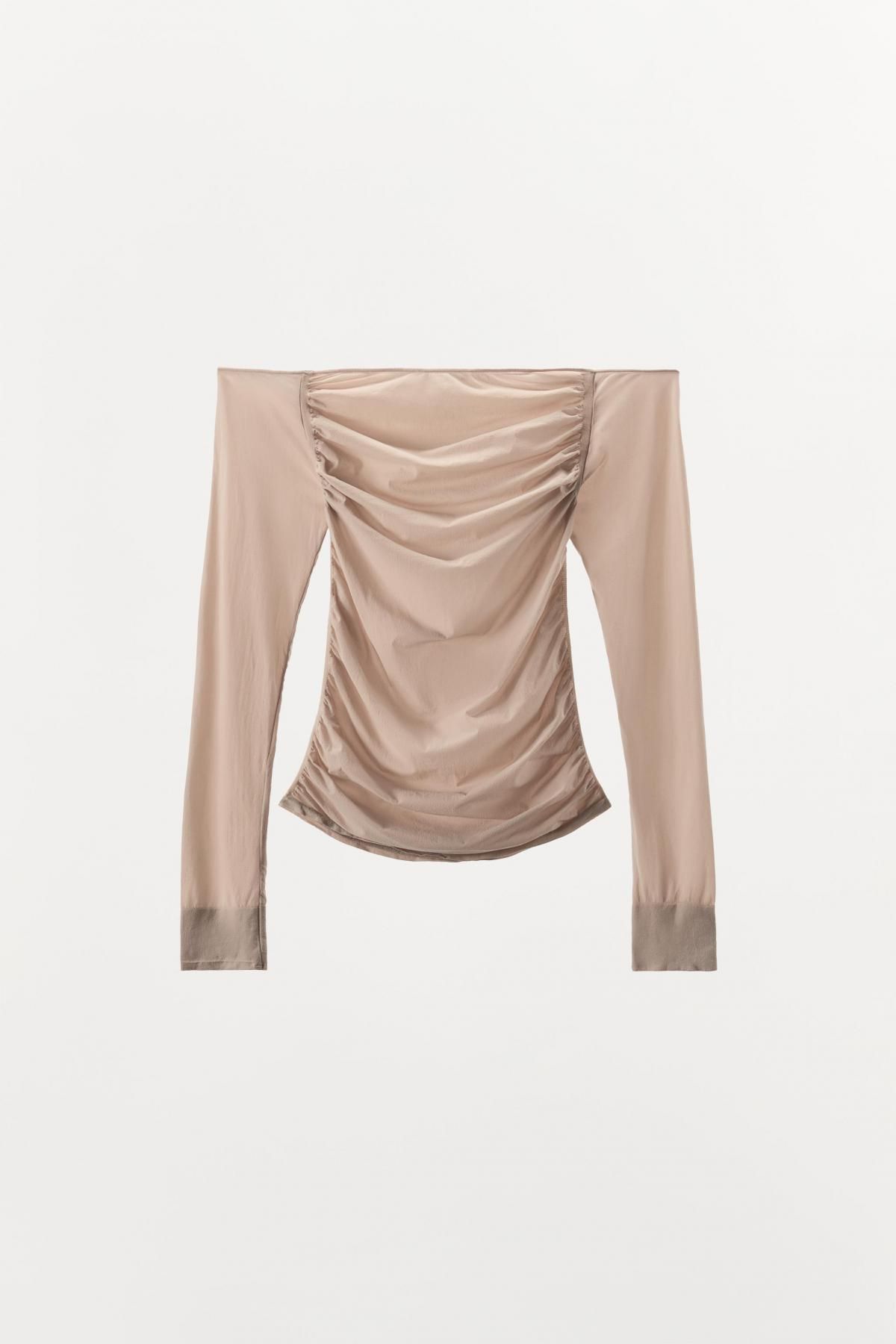 자라 시스루 오프숄더 긴팔 탑 5919/628 BEIGE-PINK - 상세 이미지 4