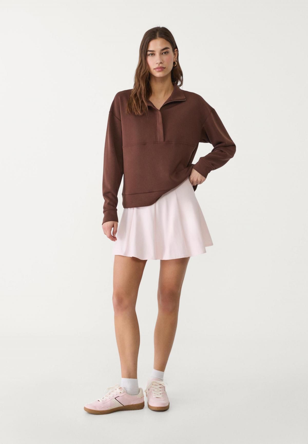 스트라디바리우스 SOFT 터치 하이넥 집업 맨투맨 8728/276 BROWN - 상세 이미지 4
