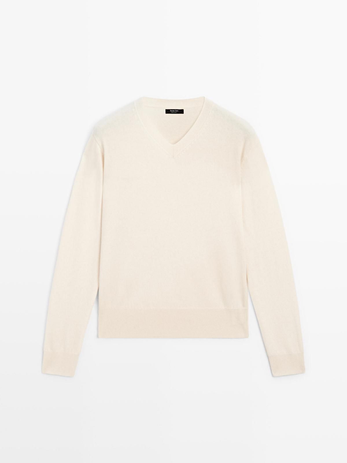 마시모두띠 프리미엄 울블렌드 브이넥 아이보리 니트 스웨터 5611/593 BEIGE - 메인 이미지