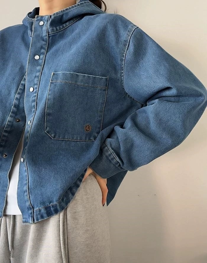 또또 후드 청자켓 데일리 앞뒤언발 루즈핏 진청, FREE(One size) - 상품 이미지