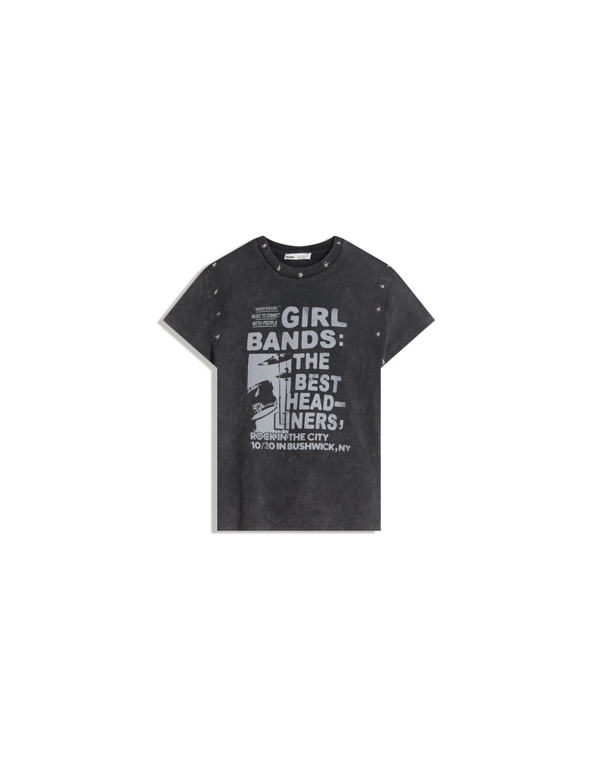 버쉬카 빈티지 그래픽 스터드 반팔 티셔츠 7843/218 DARK GREY - 상세 이미지 3