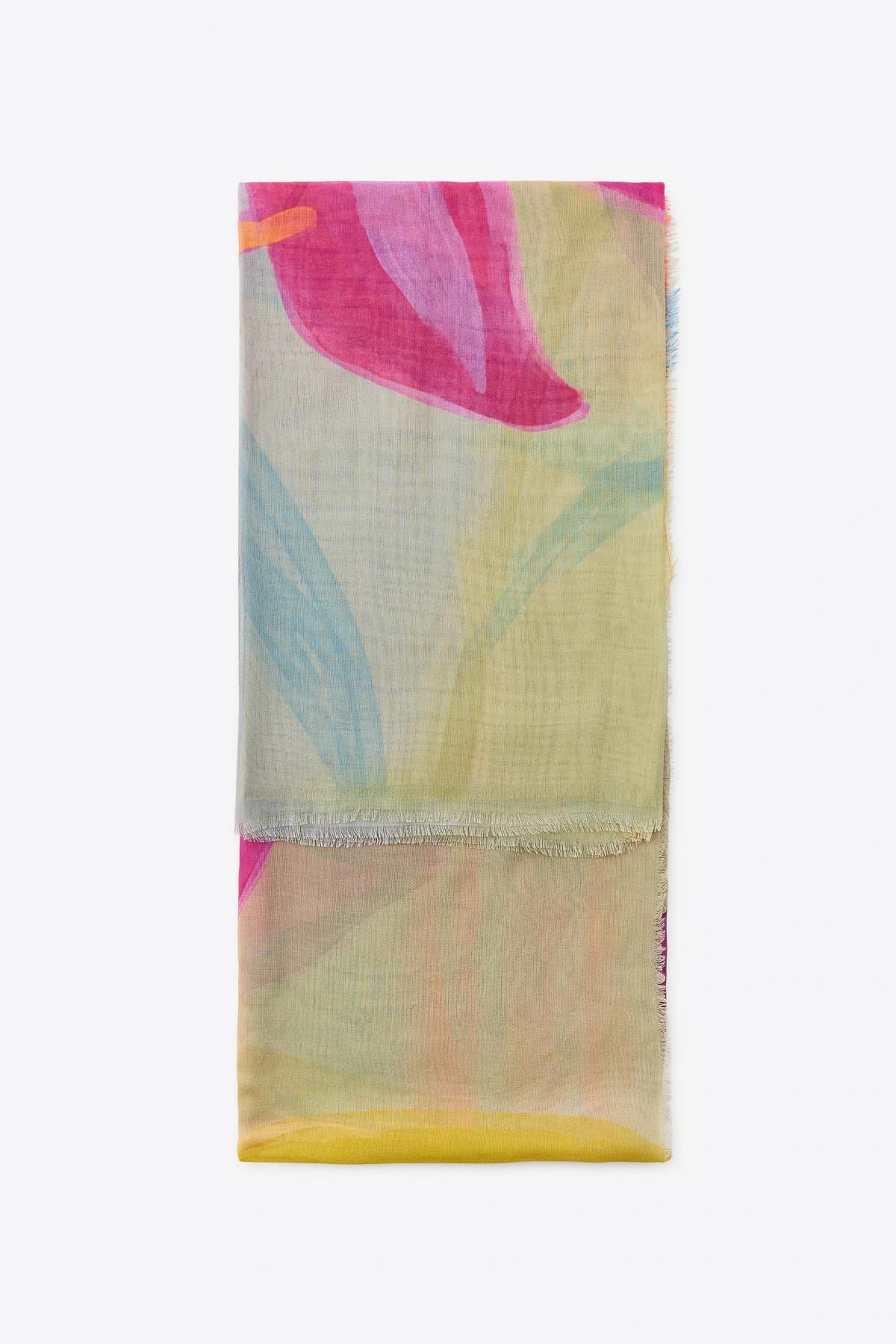 자라 플라워 프린트 MODAL 실크 스카프 4758/205 MULTICOLOURED - 상품 이미지