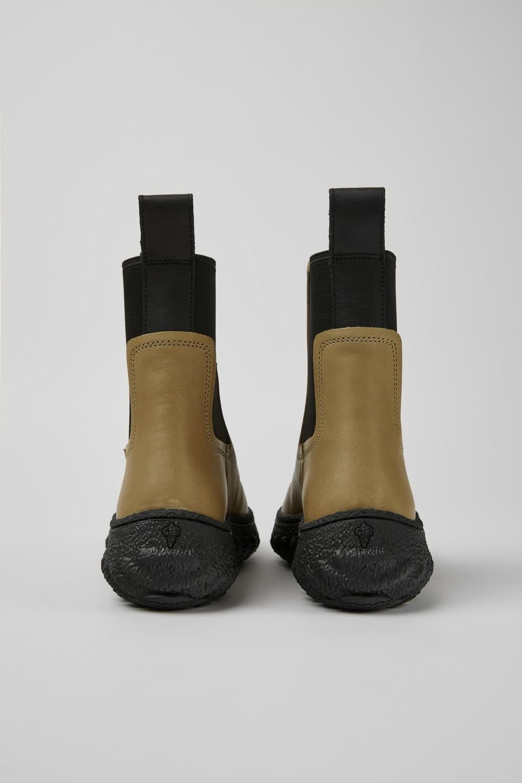 캠퍼 베이지 레더 리사이클 앵클부츠 Ground K400654-004 BEIGE - 상세 이미지 3