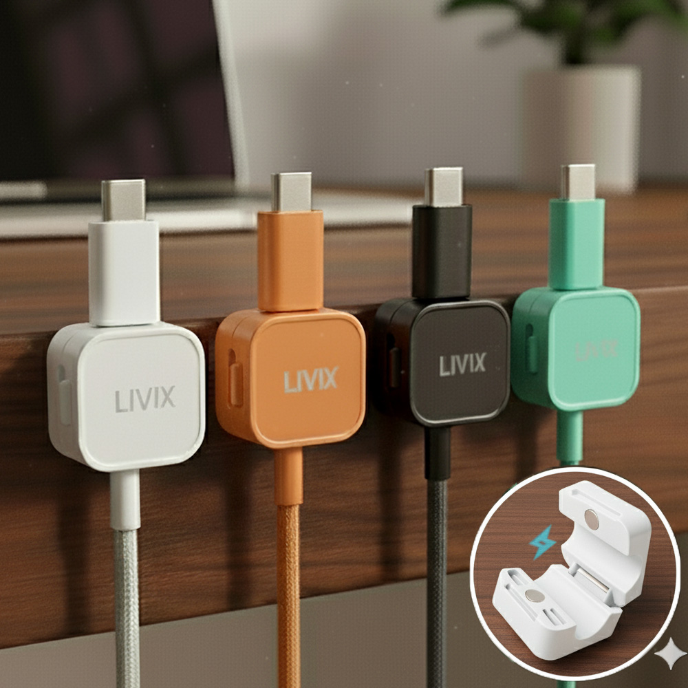 (6p)리빅스 마그네틱 자석 케이블 홀더 클립 컴퓨터 전선 정리 충전 선정리 용품 홀더