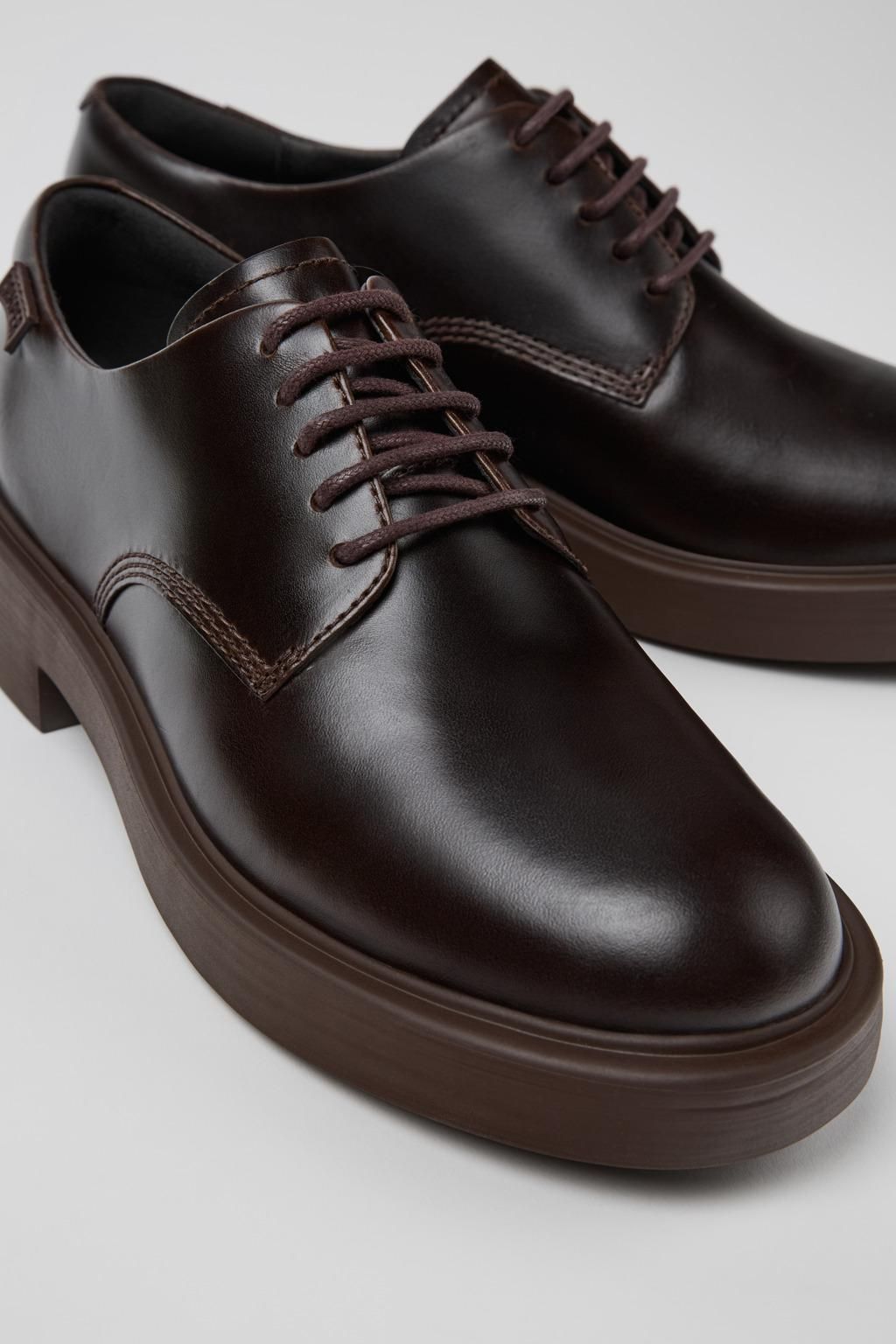 캠퍼 클래식 브라운 레더 레이스업 로퍼 Dean K201684-002 BROWN - 상세 이미지 2