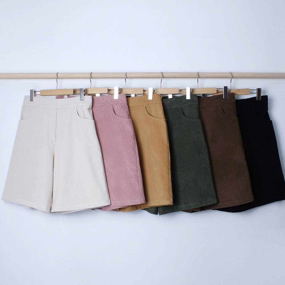 여성골덴반바지 코듀로이반바지 코듀로이팬츠 5부 밴딩 - 상세 이미지 2