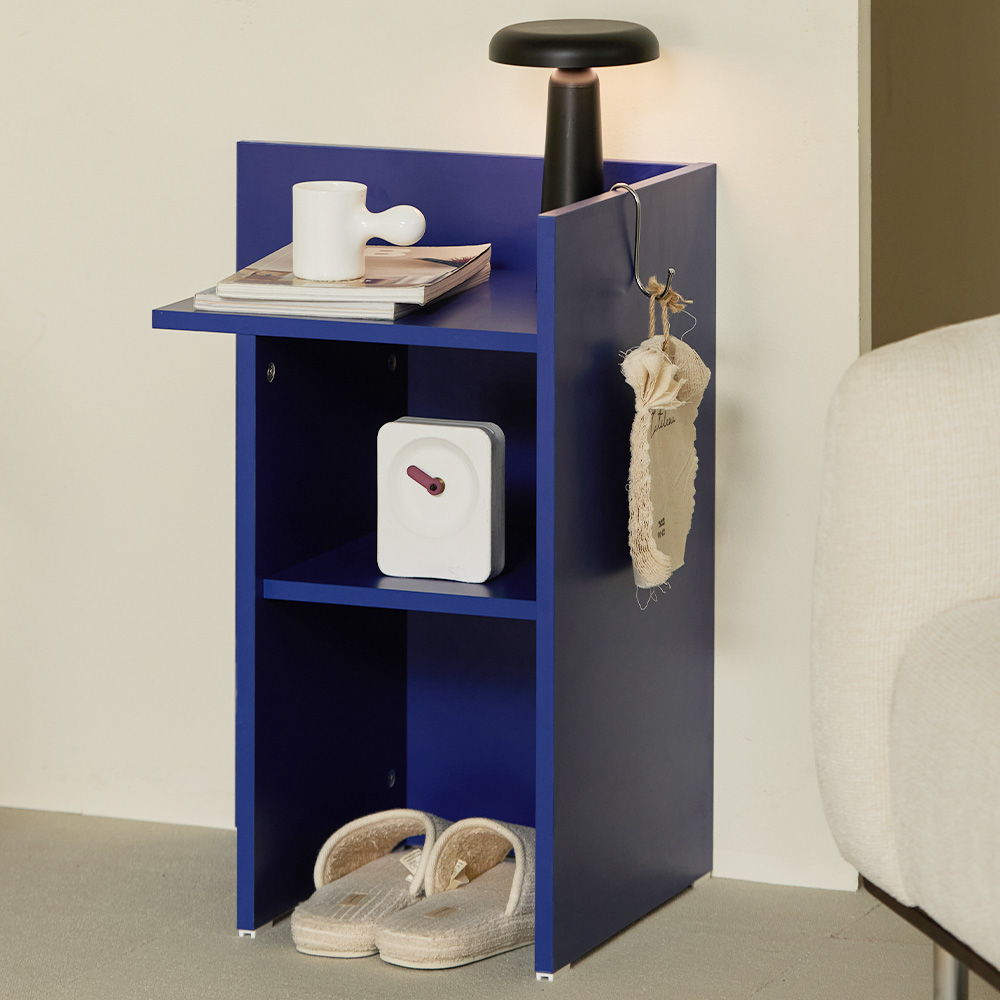 비비디 침대 협탁 거실 선반 틈새 수납장 사이드 테이블 오픈형(좌형), 2단, 비비드 블루