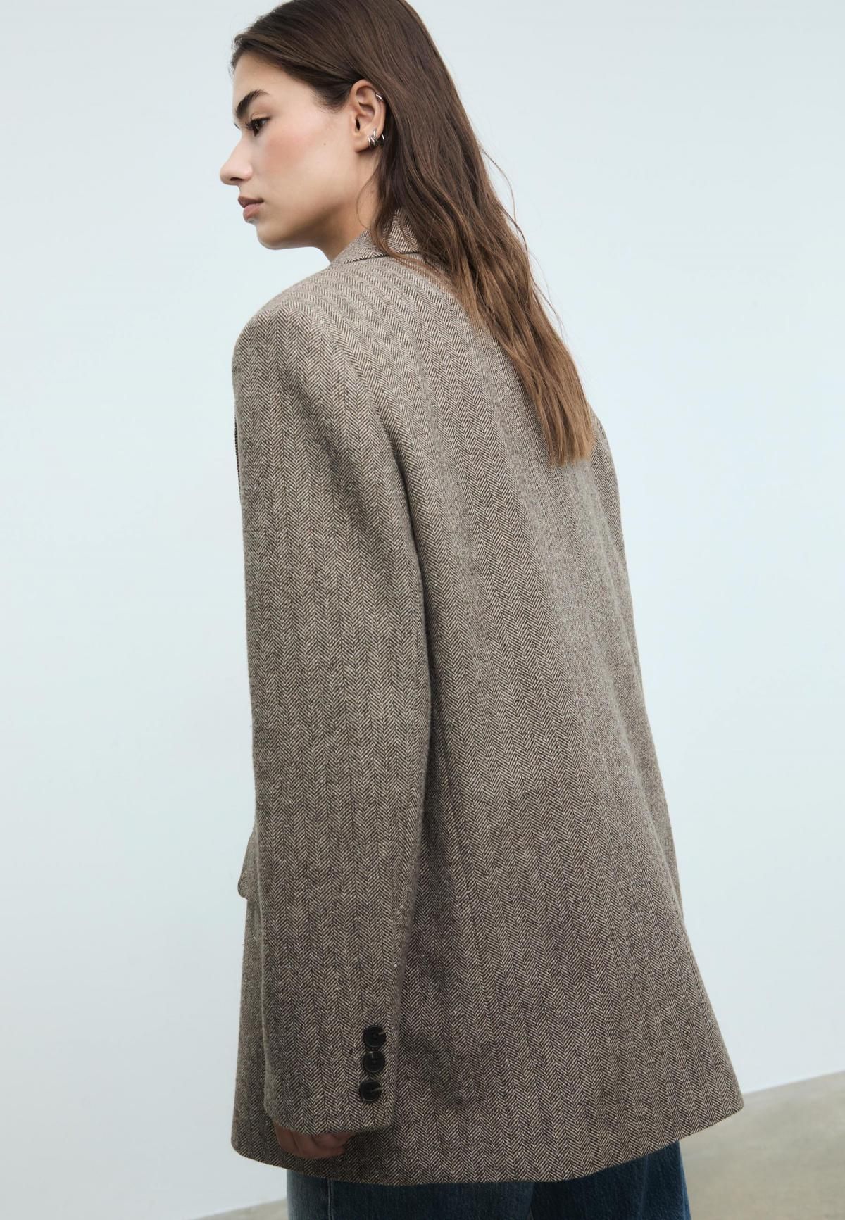 스트라디바리우스 오버핏 테크니컬 펠트 텍스처 블레이저 5948/830 BROWN - 상세 이미지 5