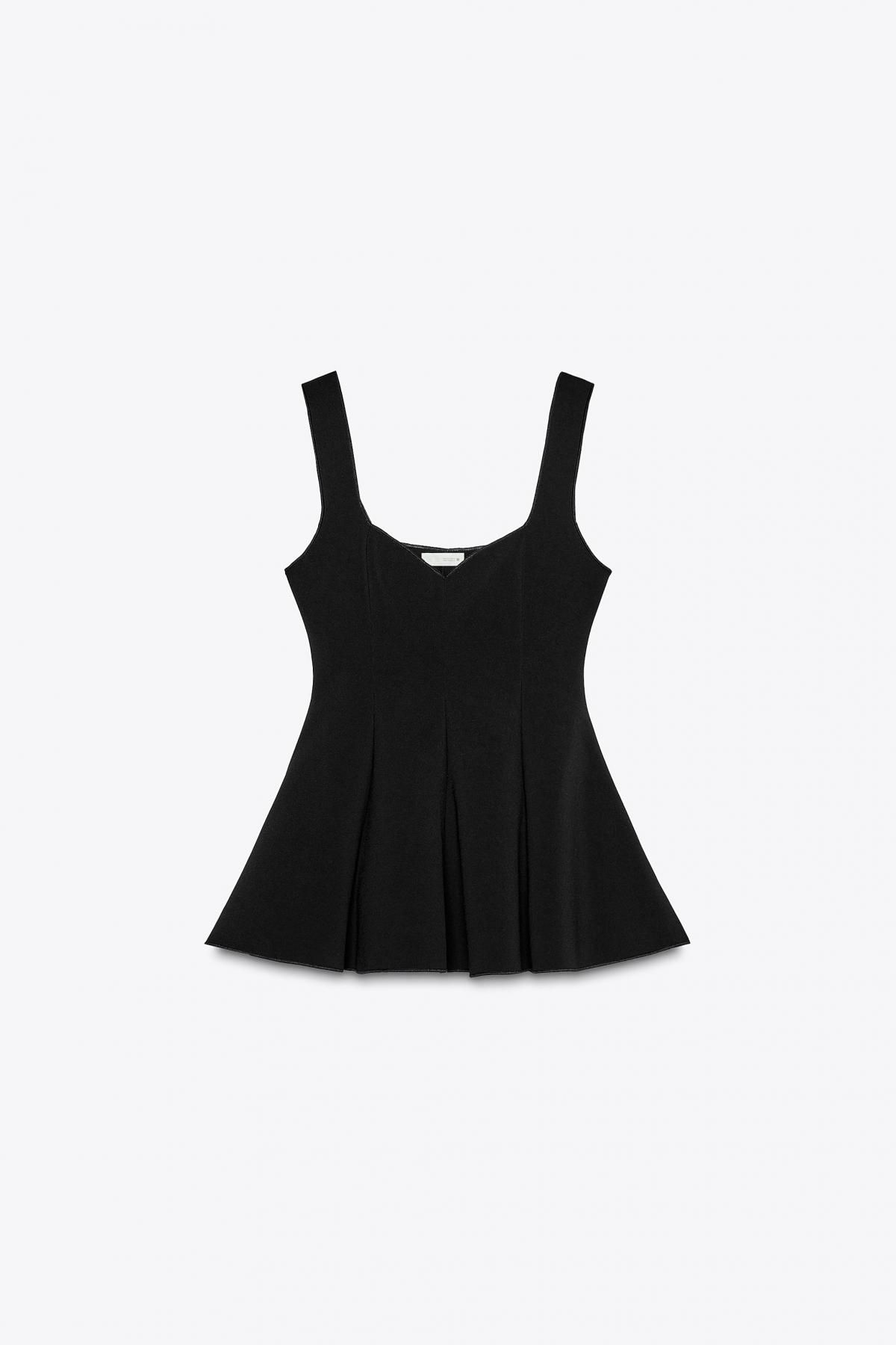자라 페미닌 스트레치 페플럼 블랙 민소매 탑 5584/150 BLACK - 상품 이미지