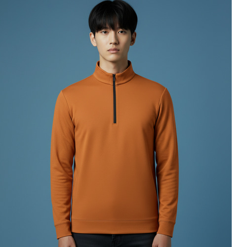 조이마담 MT50005시보리 지퍼배색 반집업 티셔츠 중년남성의류 아빠옷 - 상세 이미지 2
