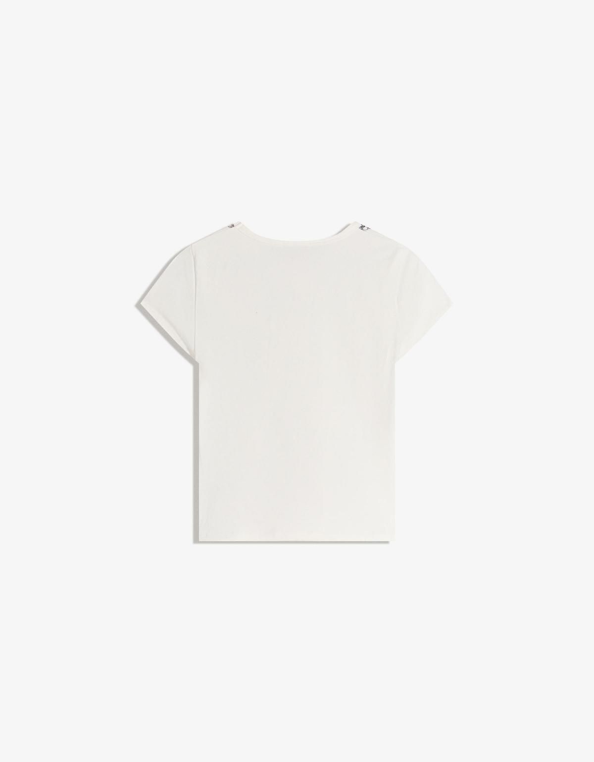 버쉬카 프린트 진주 네크라인 반팔 티셔츠 7844/033 OFF WHITE - 상세 이미지 2