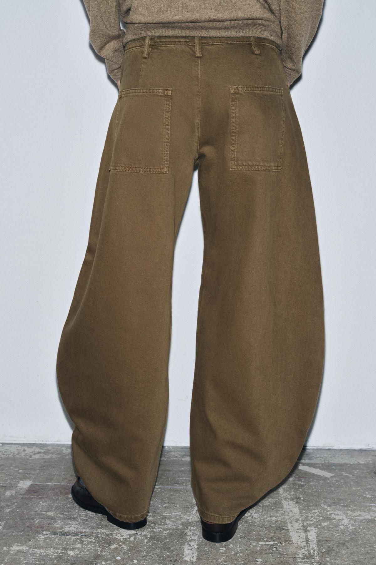 자라 벌룬 와이드핏 미드웨이스트 데님 팬츠 5474/245 KHAKI - 상세 이미지 4