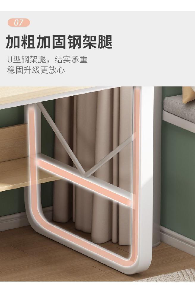 1인용 책상 초등학교 인용 중학교 서재 게이밍 컴퓨터 싱글 테이블 화이트 80x50 1x1x1cm - 상세 이미지 4