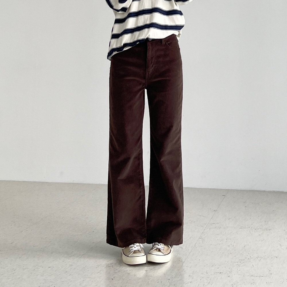 코듀로이팬츠 여성 부츠컷 골덴바지 여성 가을 겨울 스판 키작녀바지 온핏골덴팬츠 - 상세 이미지 2