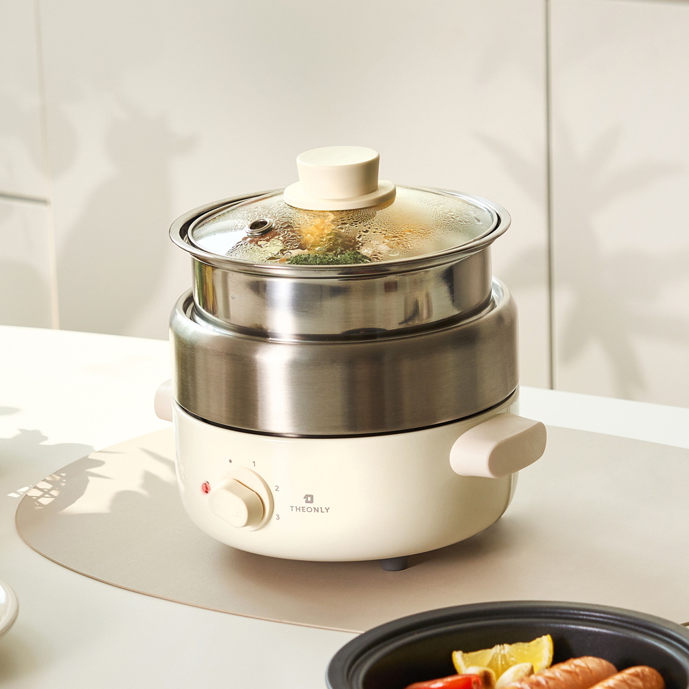 디온리 올스텐 4in1 분리형 계란찜기 멀티쿠커 전골냄비 전기그릴 라면포트 NJM221CW