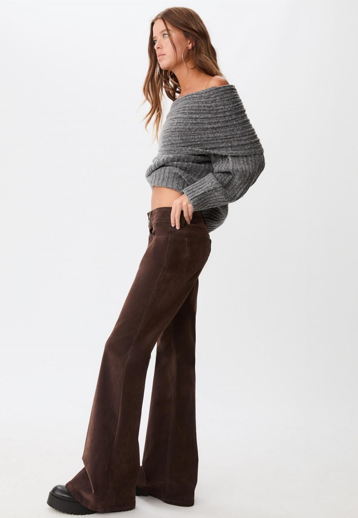 스트라디바리우스 벨벳 플레어 부츠컷 팬츠 8300/206 BROWN - 상세 이미지 5