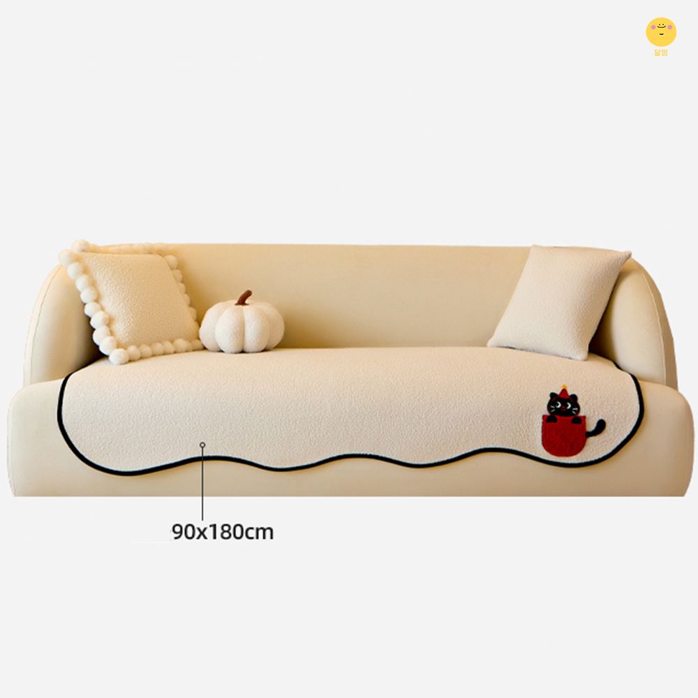 달떵 캣포켓 가을 겨울 셔닐 쇼파 패드 러그 블랙 돌 매트 토퍼 깔개 3인4인90x150