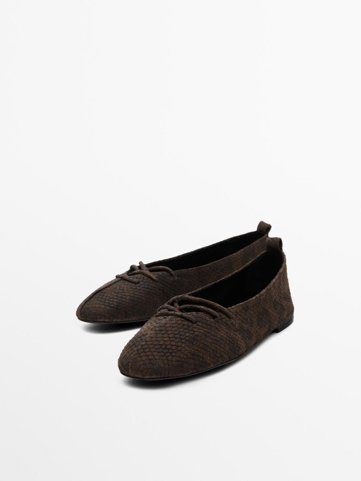 마시모두띠 프린트 레이스업 발레리나 플랫슈즈 1508/650 BROWN - 상세 이미지 2