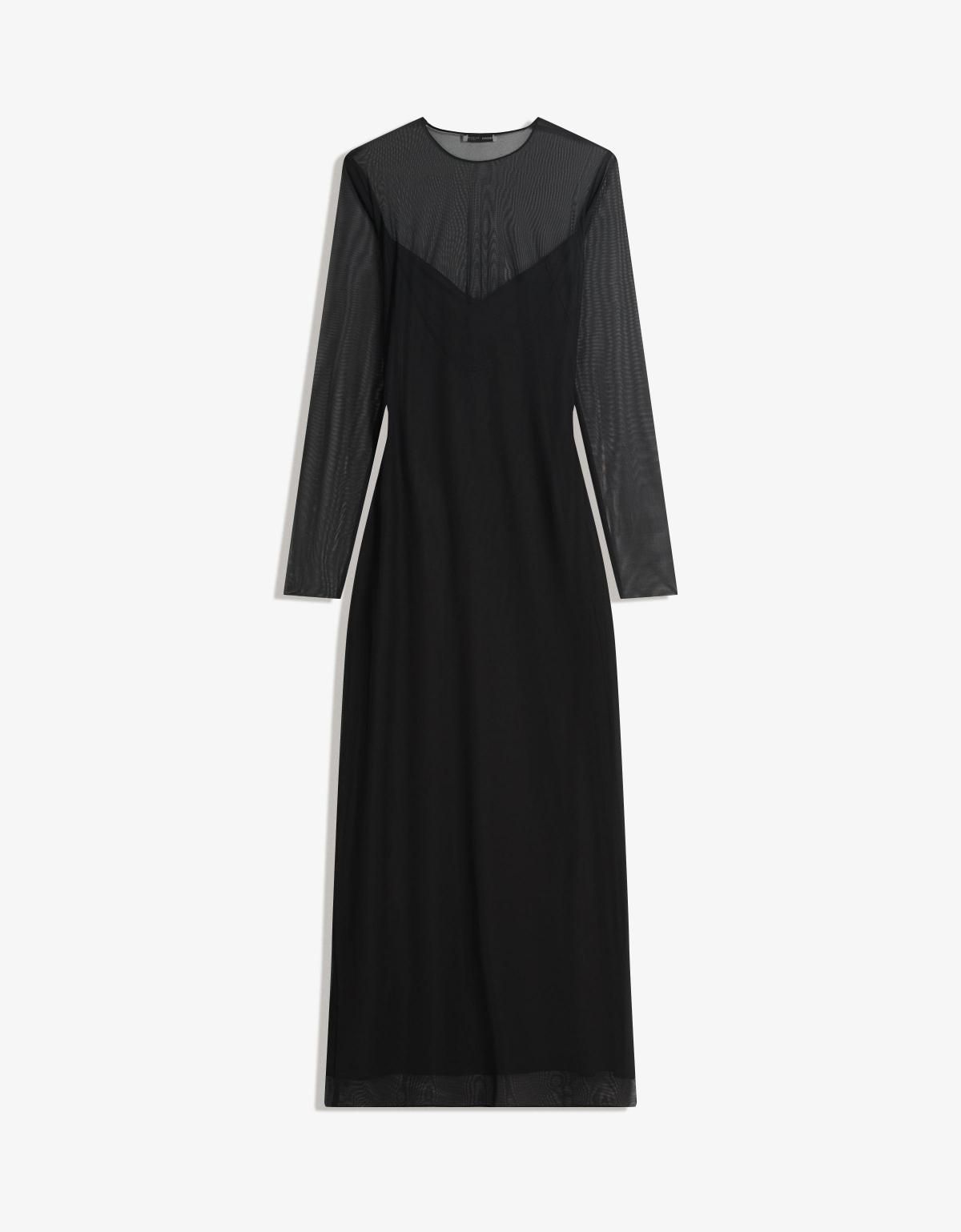 버쉬카 시스루 튤 블랙 긴팔 미디 원피스 5597/714 BLACK - 상세 이미지 3