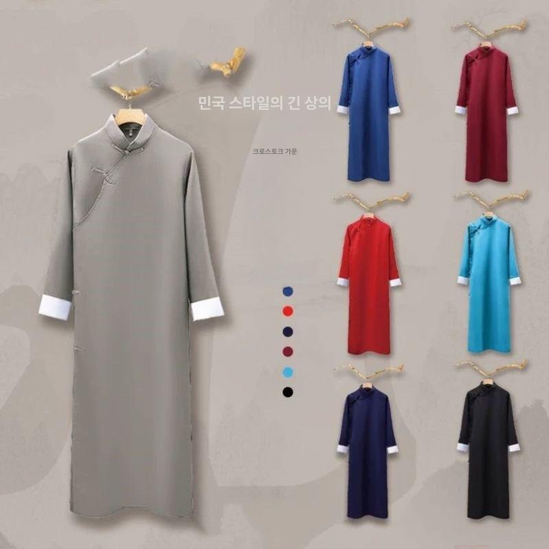 전통 남성 치파오 공연복 의상 중국복 쿵푸 연극 촬영 회색 160cm 40~50kg - 상세 이미지 2