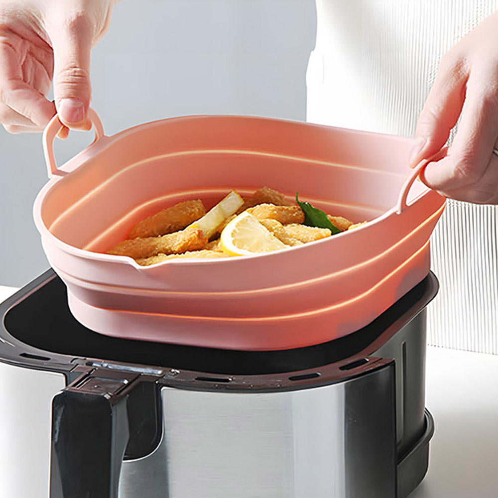 실리콘 에어프라이어용기 전자렌지 오븐트레이 그릇 접이식 찜기 오븐용 에프