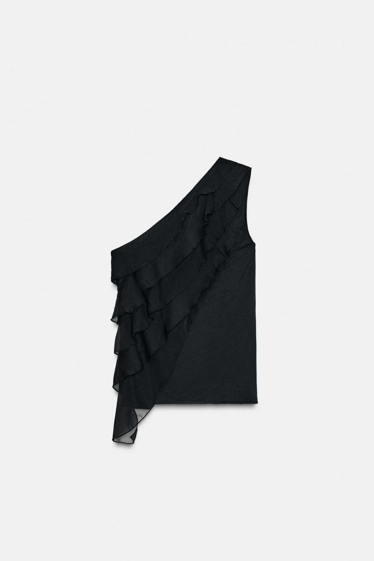 자라 페미닌 언발란스 러플 민소매 탑 5039/495 BLACK - 메인 이미지