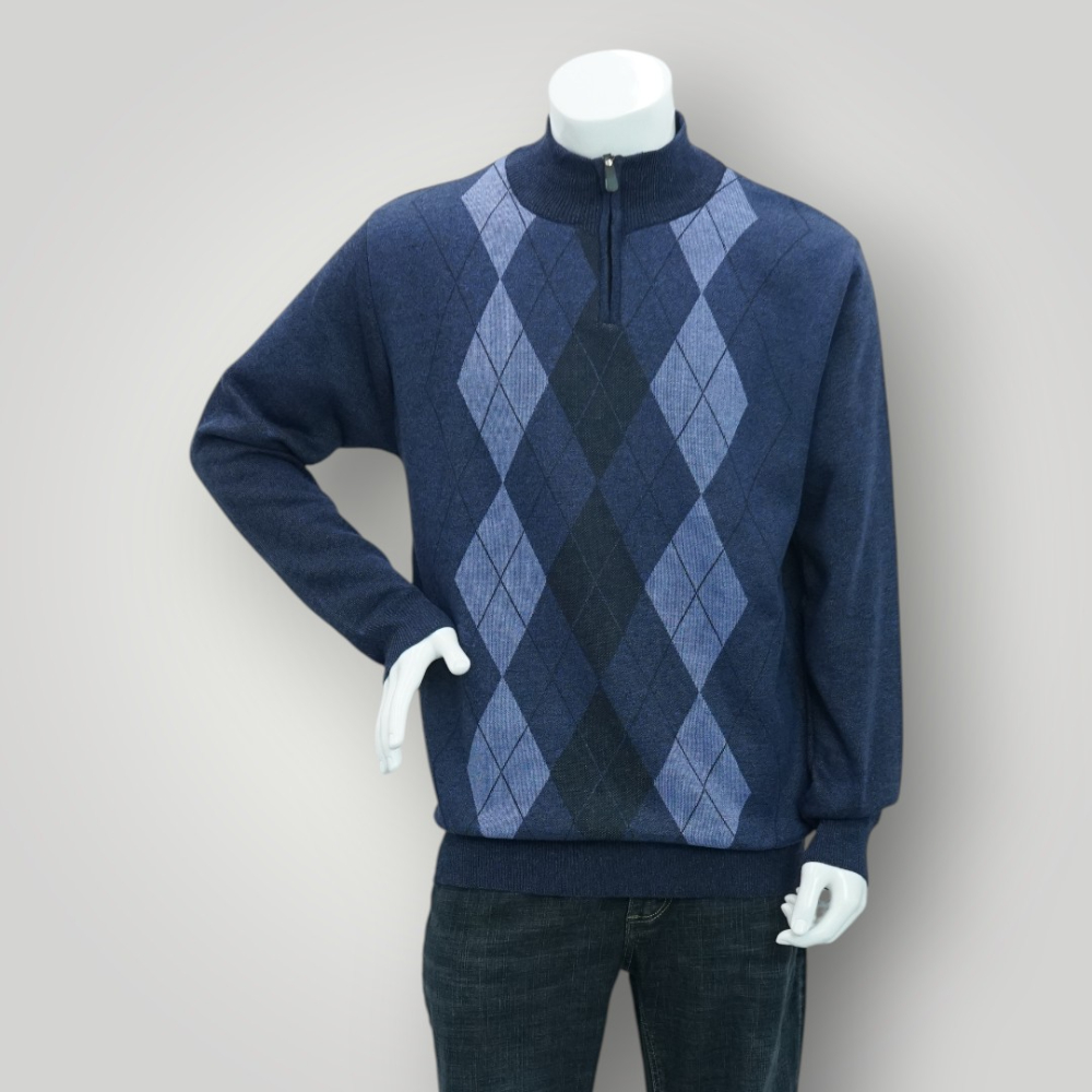 조이마담 MT50016 속기모 배색다이아 반집업 티셔츠 중년남성의류 아빠옷 - 상세 이미지 2